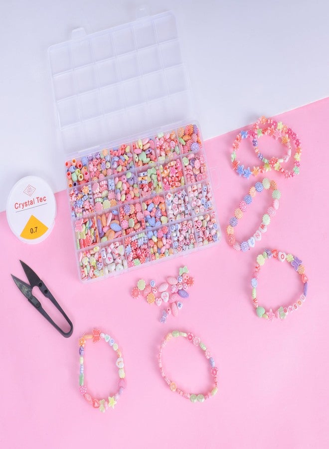 ambitieux DIY Bracelet Making Kit for Girls - Jewellery Making Kit with 575+ Beads, Charms & Pendants, Elastic Thread, Tools - DIY Bead Set, Kids Craft Kit & Gift for Kids Age 5-12 Years - Image 2